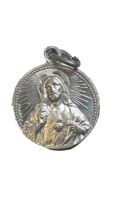 Double Sided Silvertone Charm Nassa Rosario Da Fatima 1977 .6" Diameter Catholic Medal