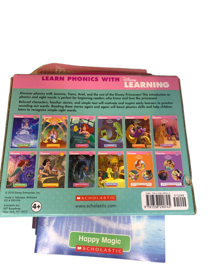 Scholastic Disney Princess Phonics Reading Program Box Set Of 12 Books K-1 Ages 4+