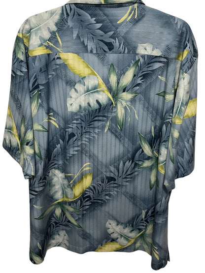 Large Tommy Bahama 100% Silk Mens Tropical Print Button Up Short Sleeve