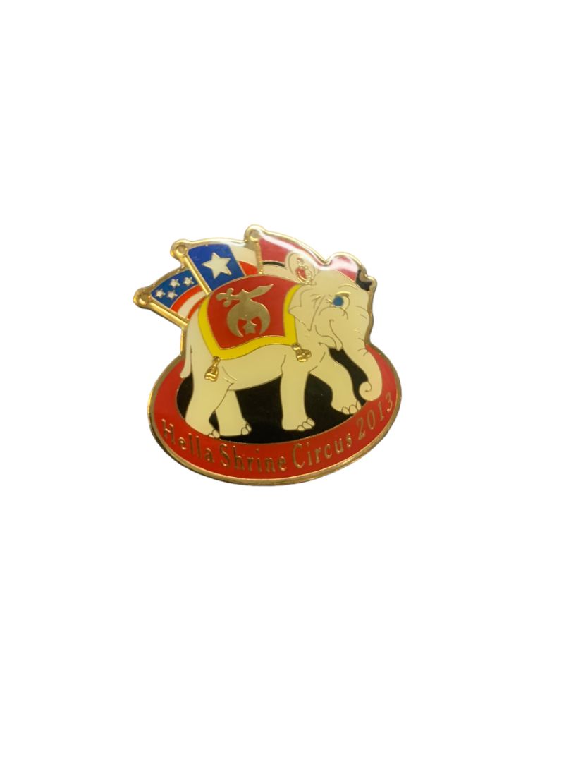 Lapel Pin Hella Shrine Circus 2013 Elephant Flags 1" Resin Metal New Shriners