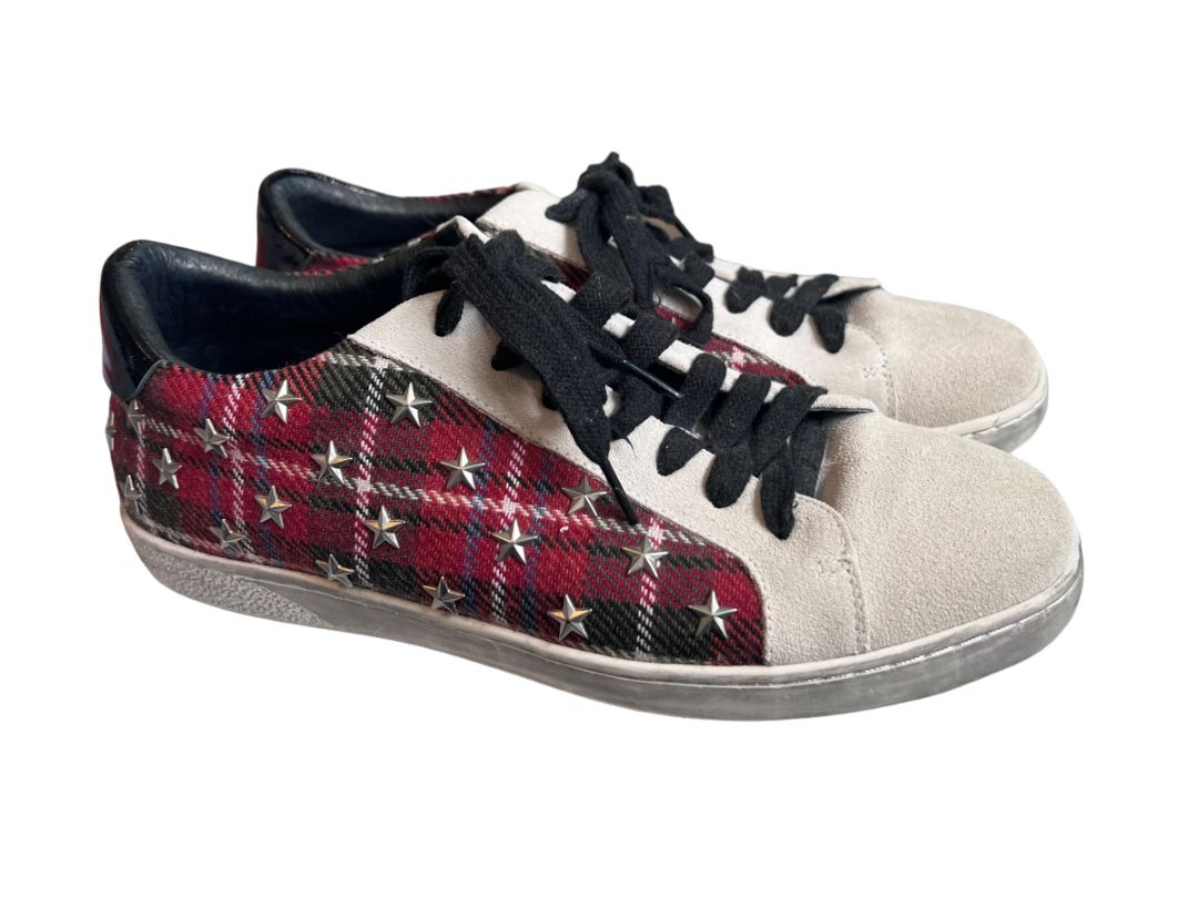 9 (40) Bibi Lou Plaid Flannel Suede Star Sneakers