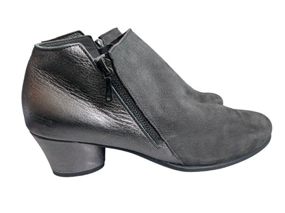 9 (40) Arche Gray Metallic Side Zip Booties Heels Suede Leather