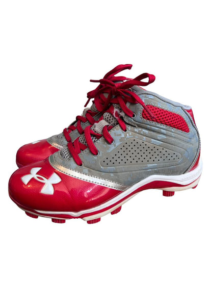 4 Youth Under Armour Baseball Cleats Red White