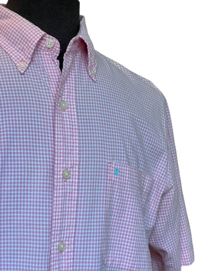 Size Medium Pink White Gingham Izod Jeans Button Down Shirt