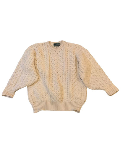 One Size British Wool Adult Unisex Cream Cable Knit 100% Wool