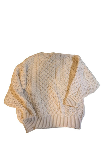 One Size British Wool Adult Unisex Cream Cable Knit 100% Wool