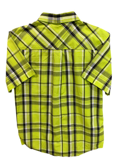 Large (16-18) South Pole Boys Youth Short Sleeve Neon Plaid Button Up Shirt