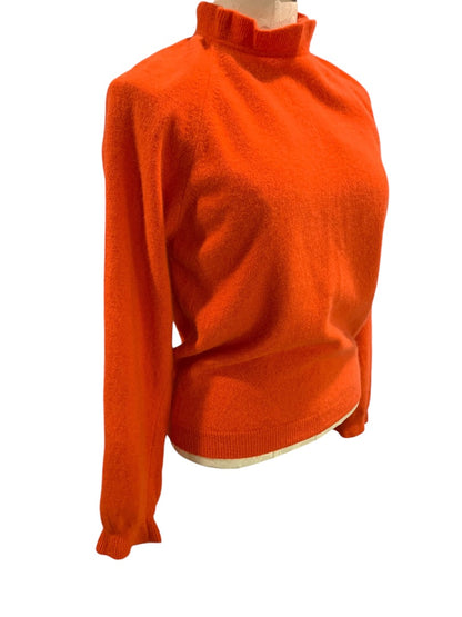 Large Girltown Womens Sweater Vintage 1960s with Tag Orange Mockneck Soft