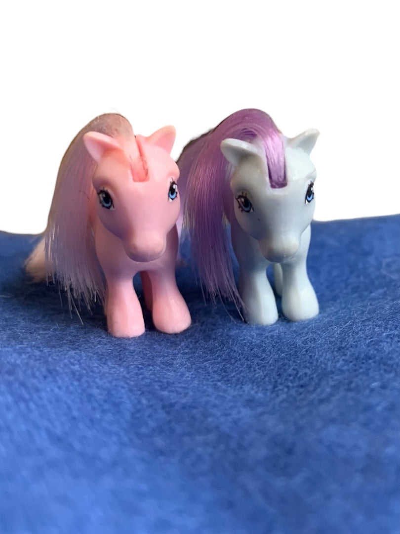 My Little Pony 1 Inch Minifigs Blue Belle Cotton Candy Minifigurines Hasbro Vintage
