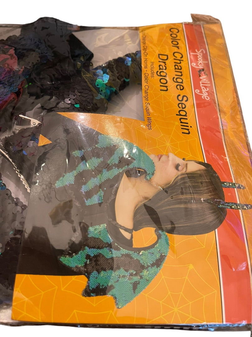 Spooky Village Color Change Sequin Dragon Horns & Wings # 409746 NEW