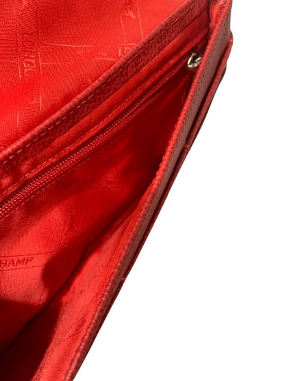 Longchamp Le Foulonne Clutch Bag Red Pebbled Leather