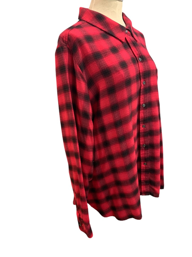 3X Westbound Woman Soft Flannel Button Up Shirt Plaid