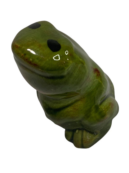 Vintage Handpainted Ceramic 3 Inch Frog Figurine Green 1978