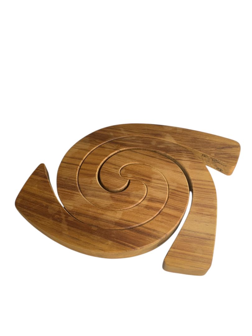Rimu Timber New Zealand Signed Coil Trivet 3 Pieces 9 Inches Māori  Loop