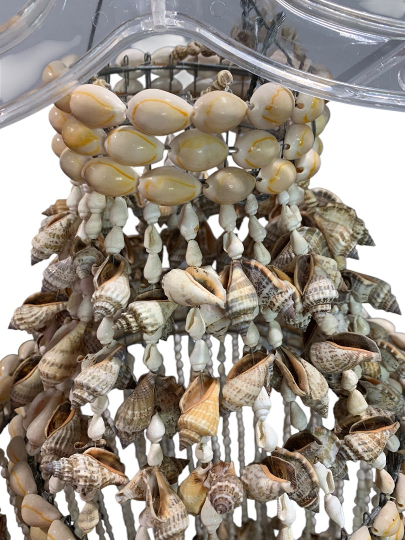 Vintage 48 Inch Seashell Windchime Chandelier Spiral Boho Coastal Chic