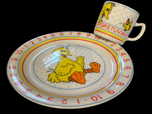 Vintage JMP Marketing Big Bird Sesame Street Porcelain Plate and Cup