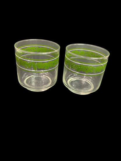 Set of 2 Corning Libbey Crazy Daisy 10 ounce Glass Short Drinking 3 Inches