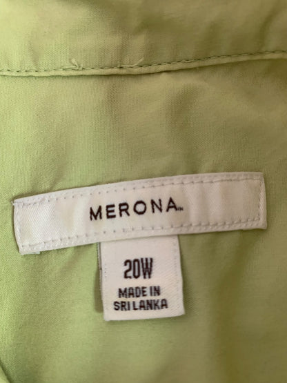 20W Merona Womens Yellow Green Button Up Shirt 3/4 Sleeve