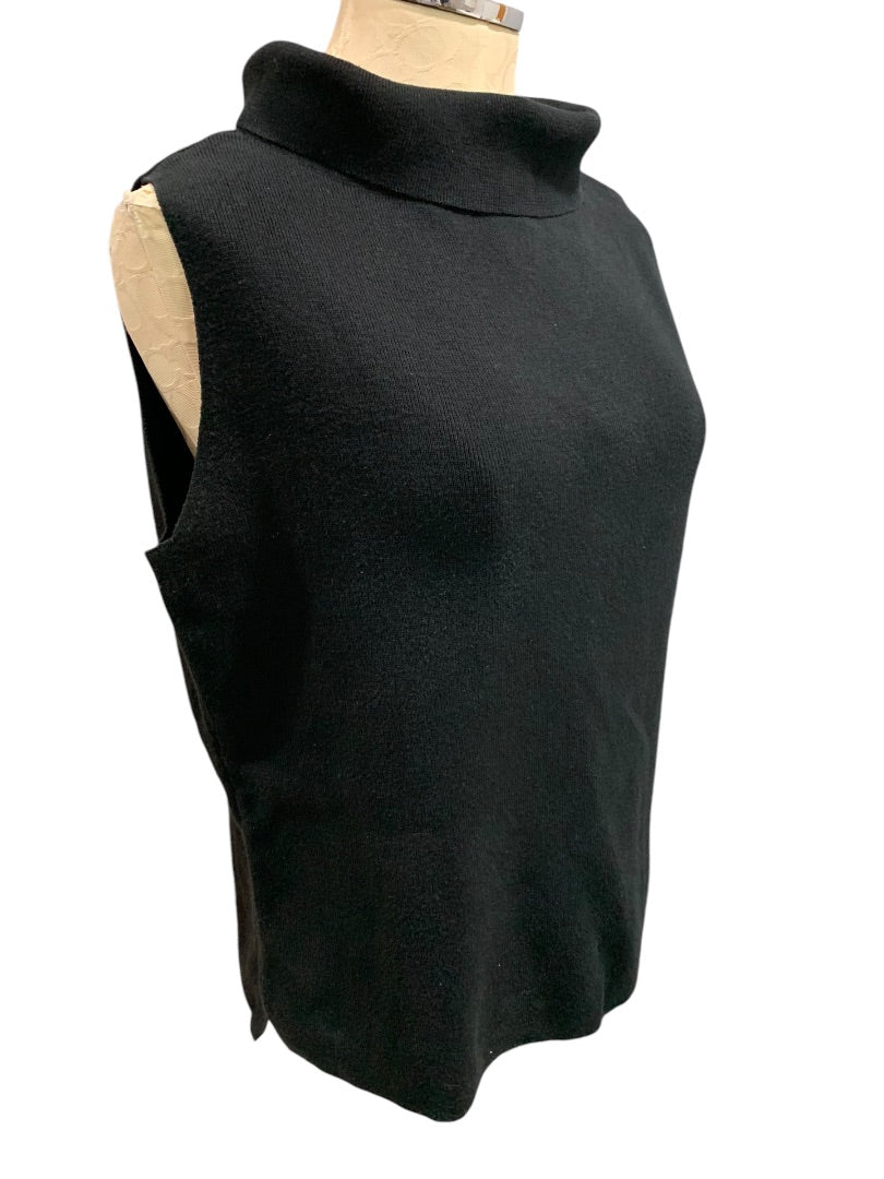 XL Designer Originals Womens Black Ribbed Sleeveless Cotton Sweater