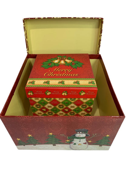 Set of 3 Holiday Christmas Boxes Gift Box Snowman 8 5 4.5 Inch