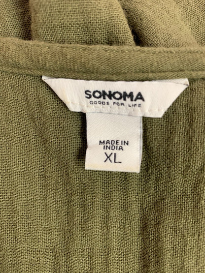 XL Sonoma Olive Green Shift Dress Belt Cotton Gauze