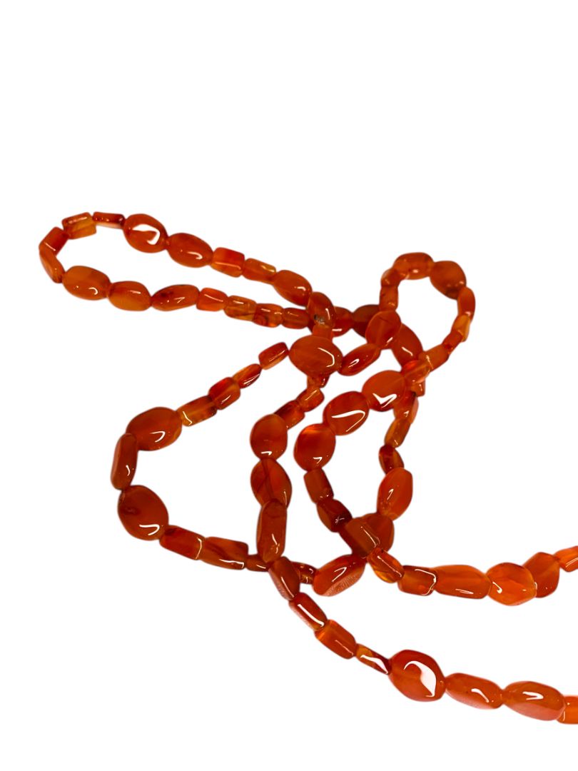 Carnelian Argate String Strand Necklace 26 Inch No Clasp Overhead