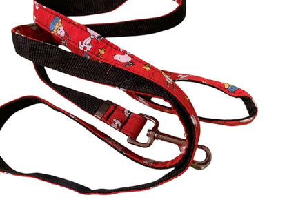 Dog Leash Peanuts Snoopy Red 70 Inch Reinforced Fabric Pet