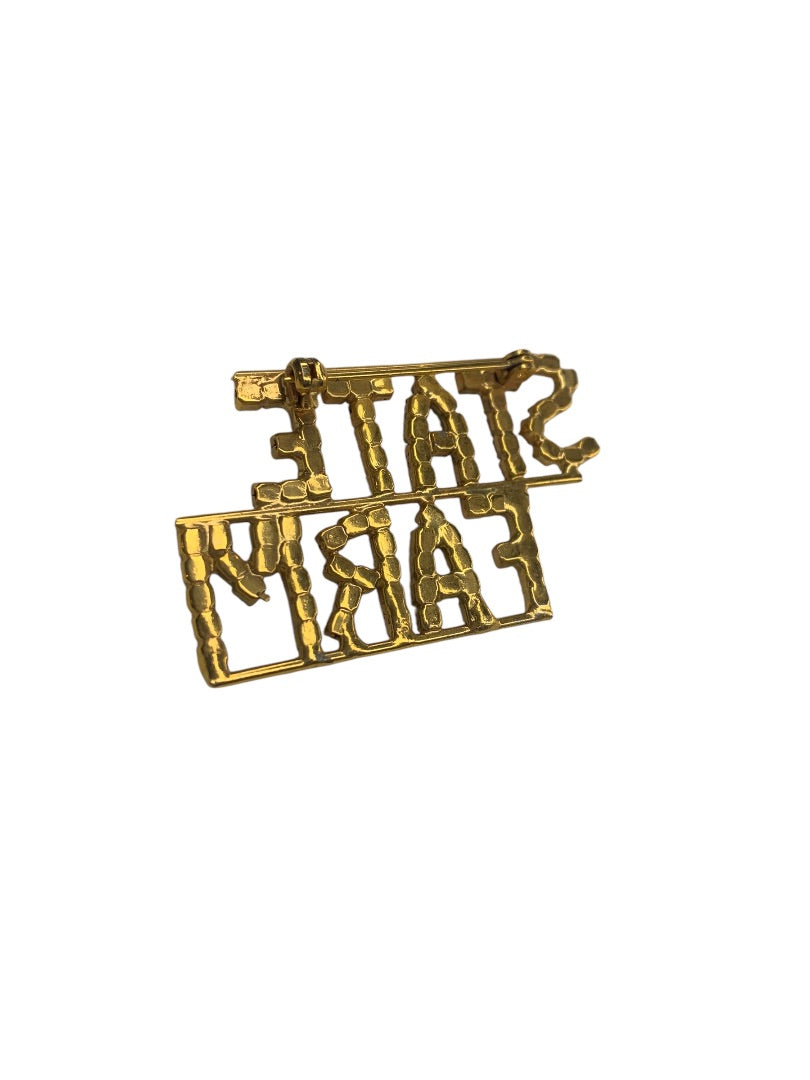 Vintage State Farm Rhinestone Goldtone Brooch Pin 2 Inch Width