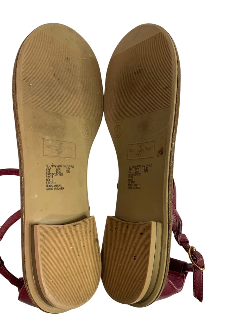 Size 8 Jaclyn Smith Womens Flat Sandals Rosette Belle Raspberry Color