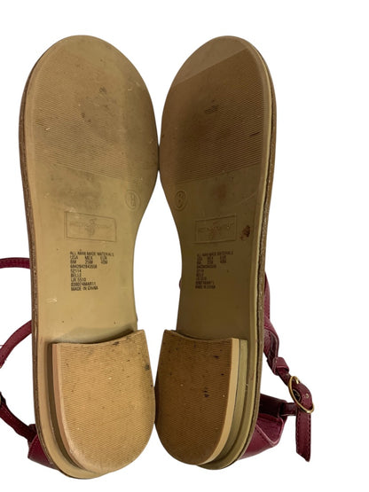 Size 8 Jaclyn Smith Womens Flat Sandals Rosette Belle Raspberry Color