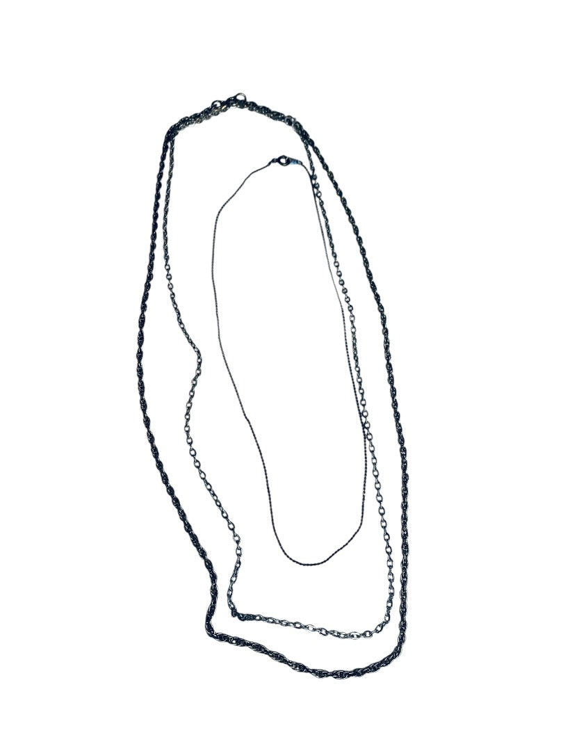 3 Vintage Silvertone Chain Necklaces Spring Clasps 16 22 24 Inch