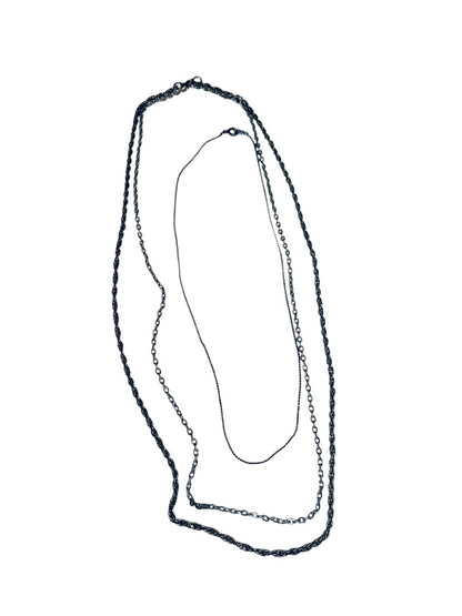 3 Vintage Silvertone Chain Necklaces Spring Clasps 16 22 24 Inch