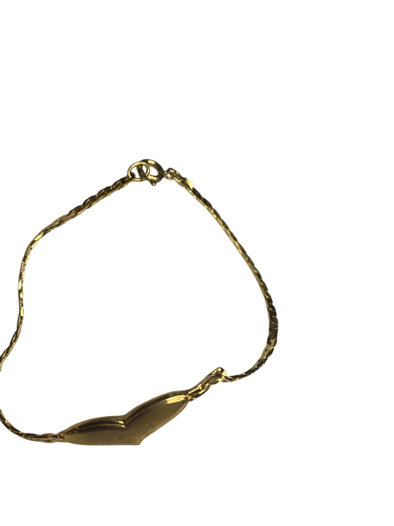 Vintage Goldtone ID Bracelet Heart "Melanie" 7 Inch Spring Clasp