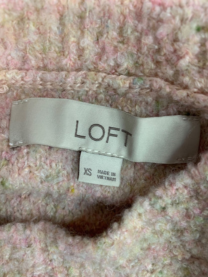 XS Loft Pastel Womens Cozy Sweater Pink Green Nubby