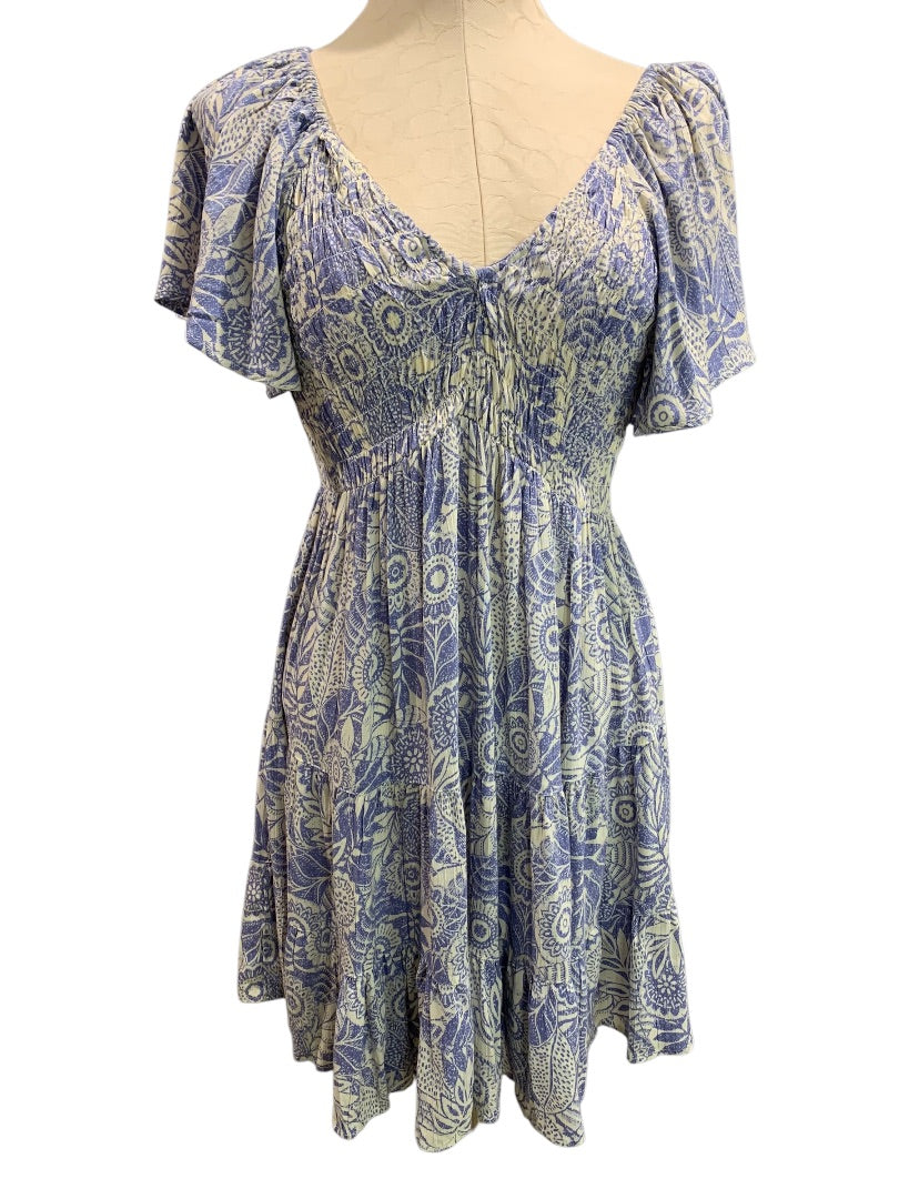 Small Angie Smocked Lightweight Boho Dress Rayon