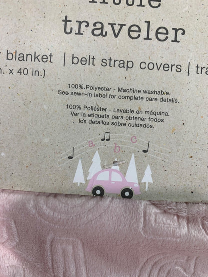 New Little Traveler Pink Baby Blanket Belt Strap Covers Travel Pillow