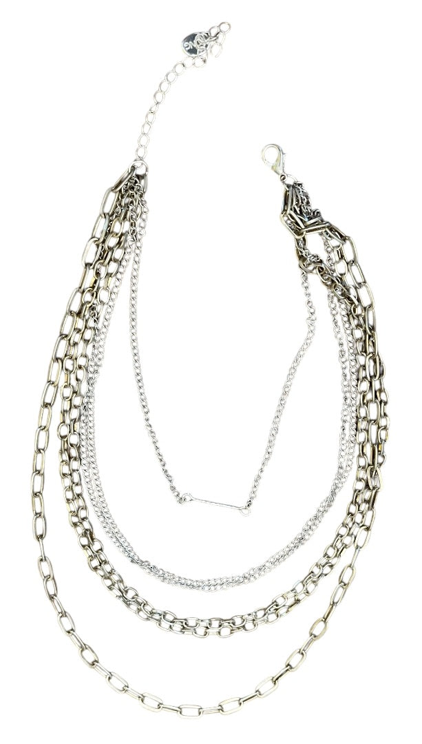 Icing MultiStrand Layered Chain Link Silvertone Goldtone Adjustable Necklace 15"