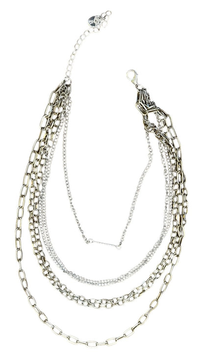Icing MultiStrand Layered Chain Link Silvertone Goldtone Adjustable Necklace 15"