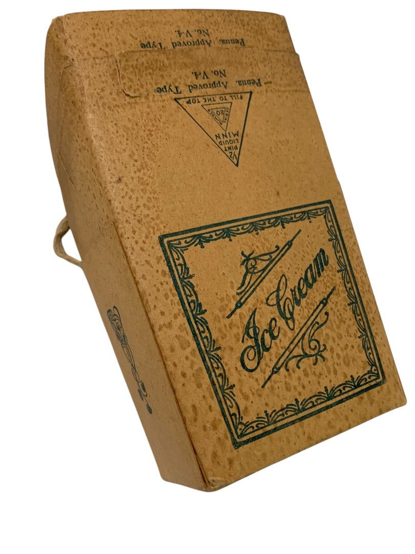 Set of 2 Antique Ice Cream Containers Paper 1/2 Pint Penna Approved