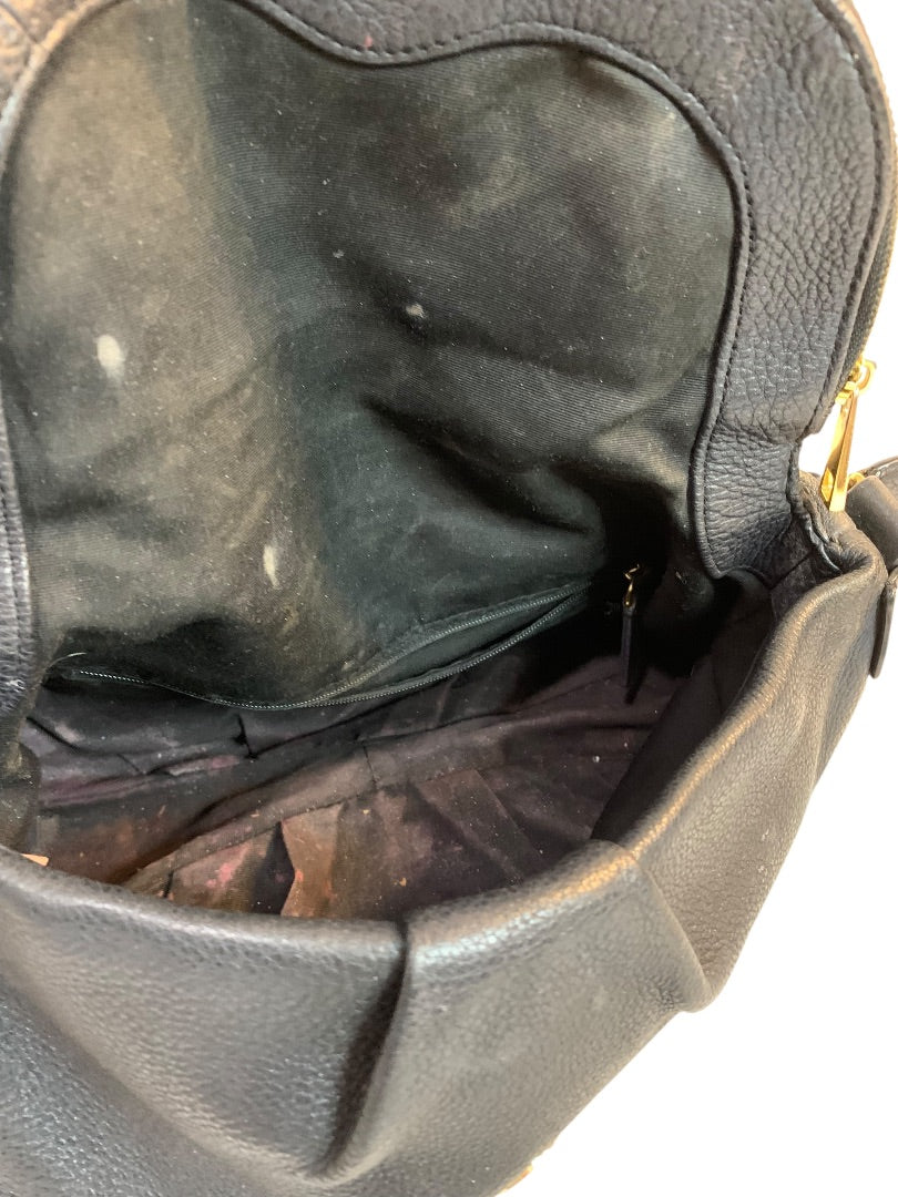 Marc Jacobs Crossbody Bag Purse Black Pebbled Leather Foldover