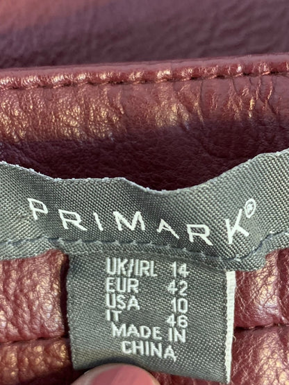 Size 10 Primark Womens Merlot Vegan Leather Skirt Zip Pockets