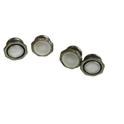 Vintage Snap Cufflinks Contrast Snap Link Silvertone Ornate 13mm