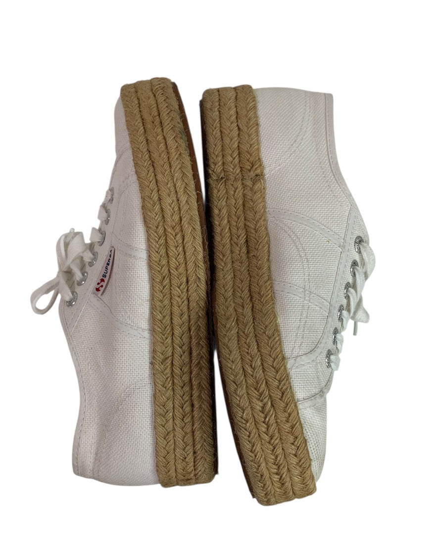 Size 39 Superga Womens Espadrille Canvas White Sneakers Platform