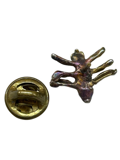 Vintage Brushed Goldtone Spider Lapel Pin Small 5/8"