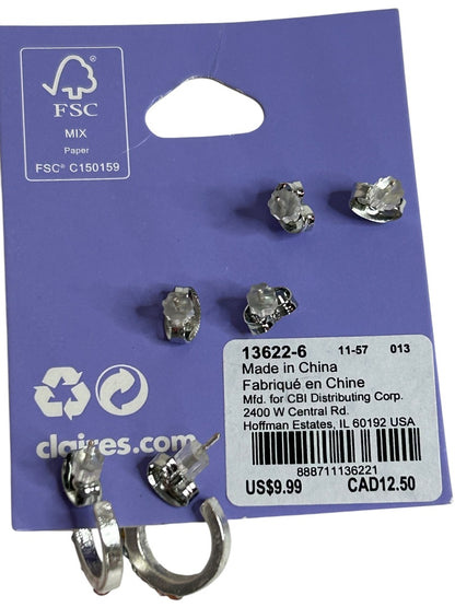 Claires New Set of 3 Rainbow Post Pierced Earrings Stud Hoop