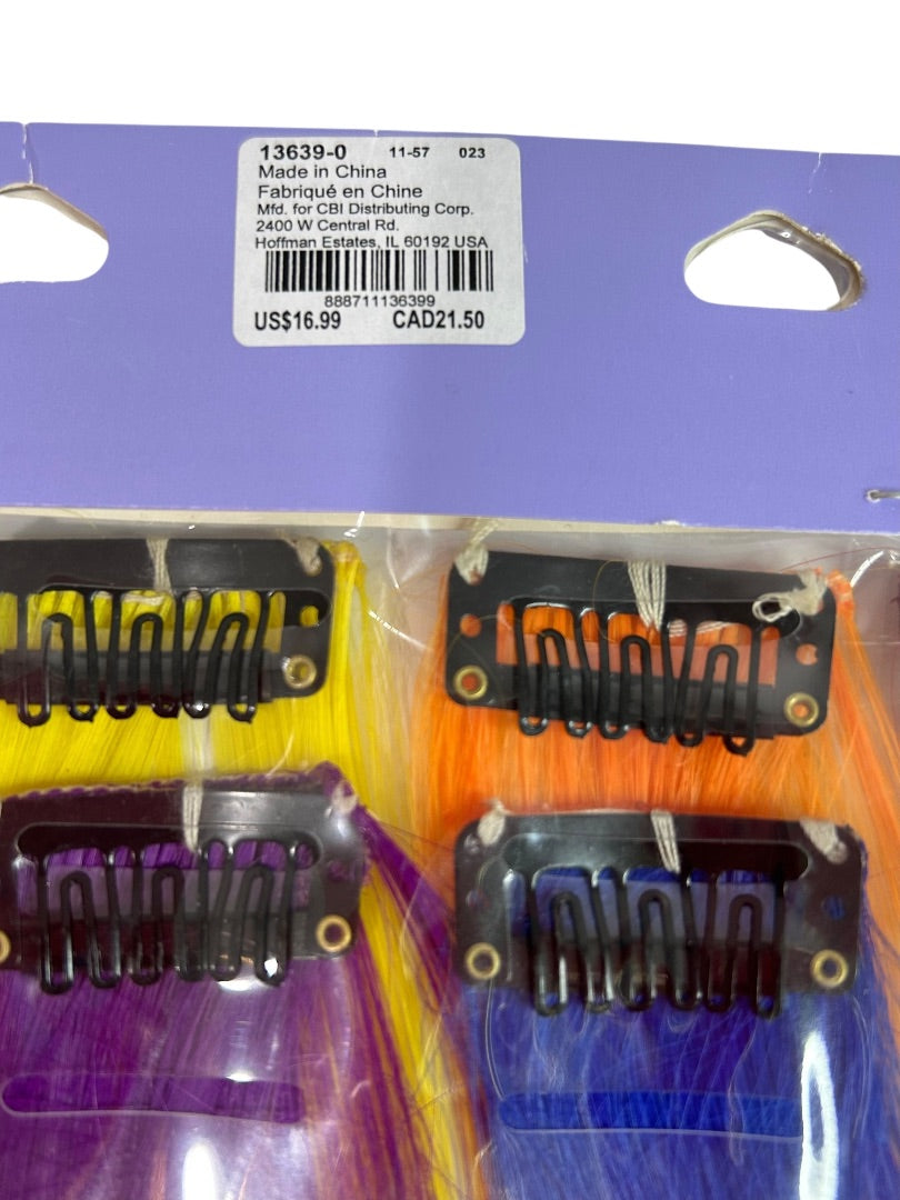 Claires New 4 Piece Rainbow Faux Hair Extensions Comb 12 Inch