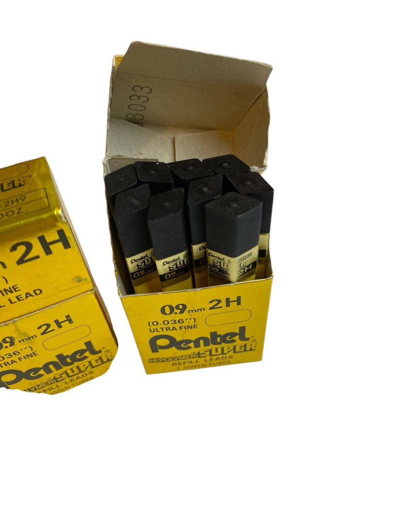 Pentel Super Refill Leads 21 Tubes .9mm 2H (0.036") Ultra Fine Hi-Polymer