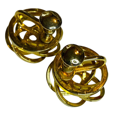 Vintage Goldtone Screwback Non-Pierced Earrings Interlocking Circles .6" Diameter