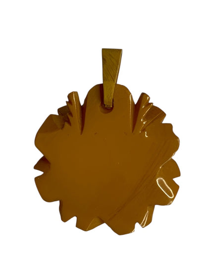1940s Deeply Carved Butterscotch Rose Pendant 1.5 Inch Drop