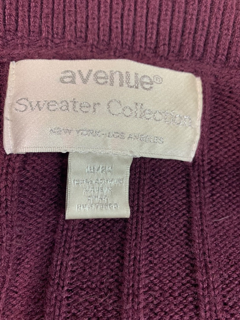 18/20 Avenue Sweater Collection Womens Eggplant Open Cardigan